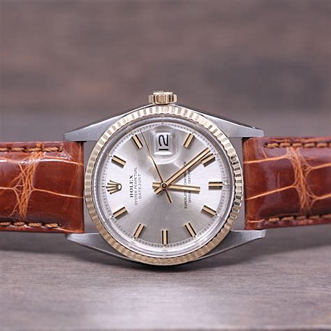 rolex datejust two tone leather strap|vintage rolex with leather strap.